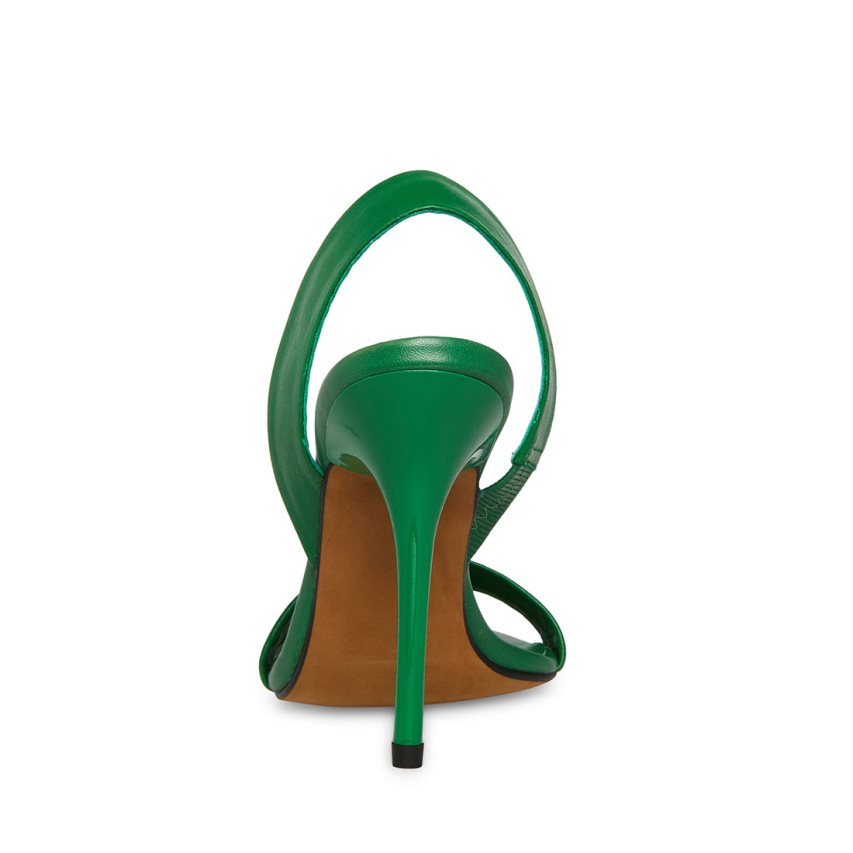 Green Steve Madden Batali Leather Women's Heels Sandals | PH 7531KAQ